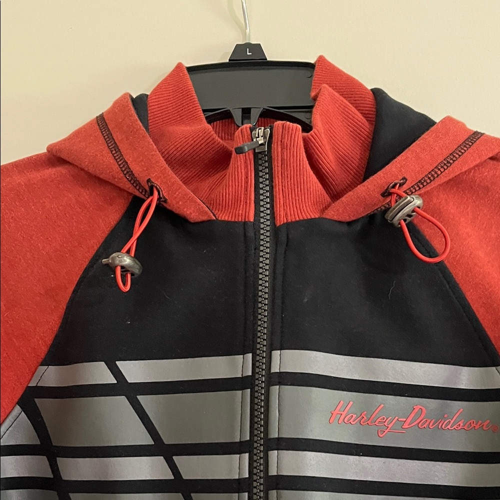 Harley-Davidson Women's Black & Rust Hooded Jacket - Picture 3 of 6